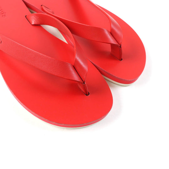 HERMES Sandals Main: Leather Red SUMMER Women 37 Used Authentic