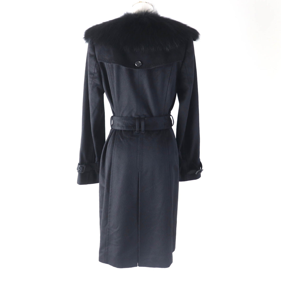 BURBERRY LONDON coat FN344-925-09 Outer: 87% wool, Outer: 13% cashmere, Part: leather, Lining: cupra, Fur: fox black Women 38 Used Authentic