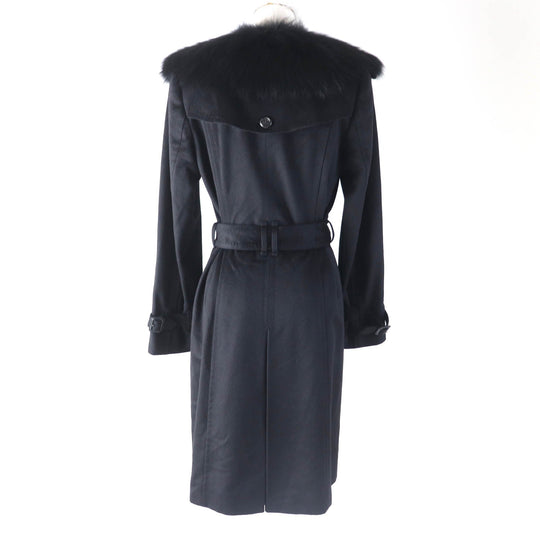 BURBERRY LONDON coat FN344-925-09 Outer: 87% wool, Outer: 13% cashmere, Part: leather, Lining: cupra, Fur: fox black Women 38 Used Authentic