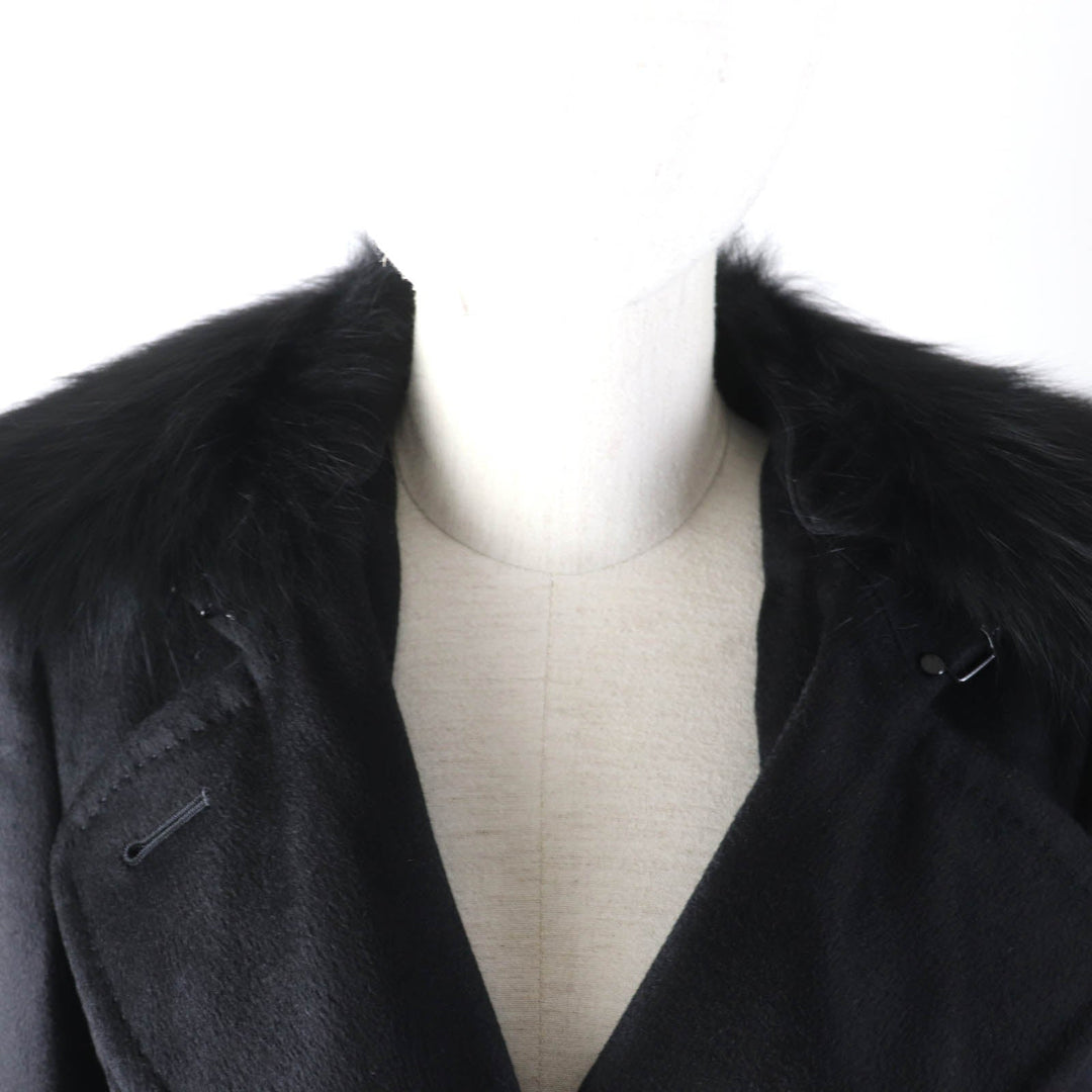 BURBERRY LONDON coat FN344-925-09 Outer: 87% wool, Outer: 13% cashmere, Part: leather, Lining: cupra, Fur: fox black Women 38 Used Authentic