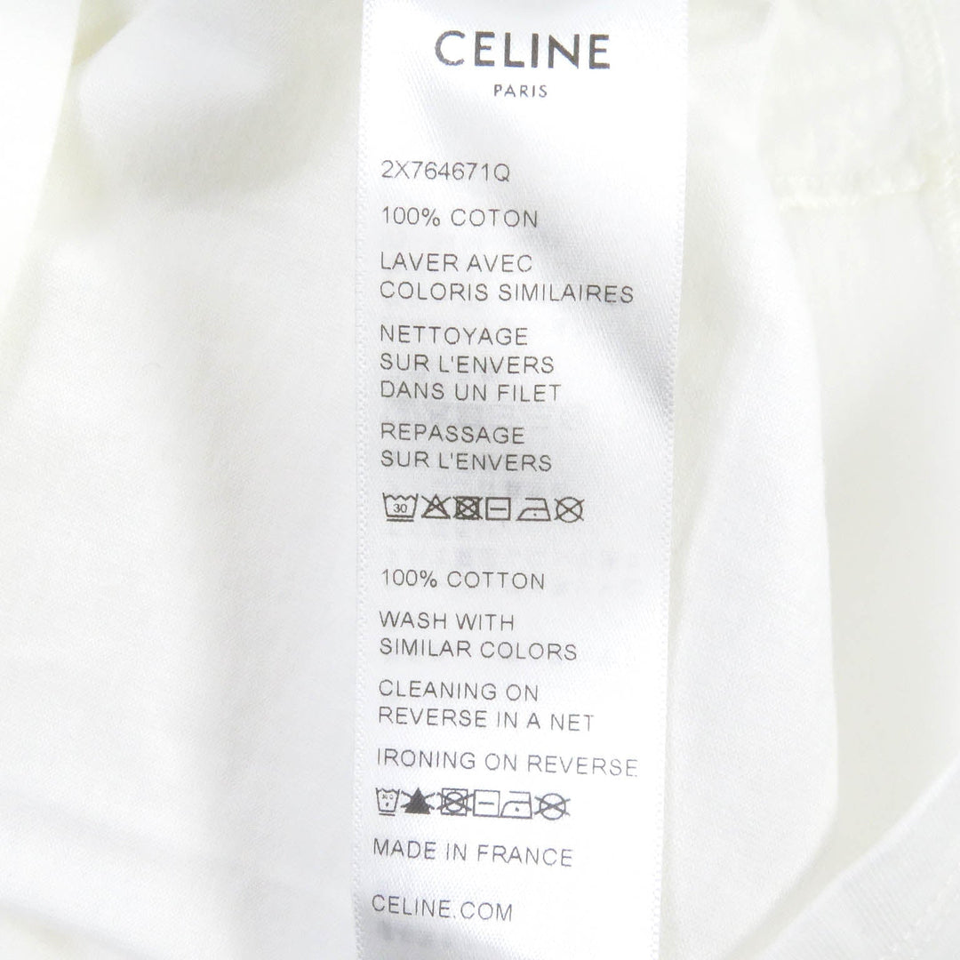 CELINE Short sleeve T-shirt 2X764671Q Main: 100% cotton Ecru Black mens XXS Used Authentic