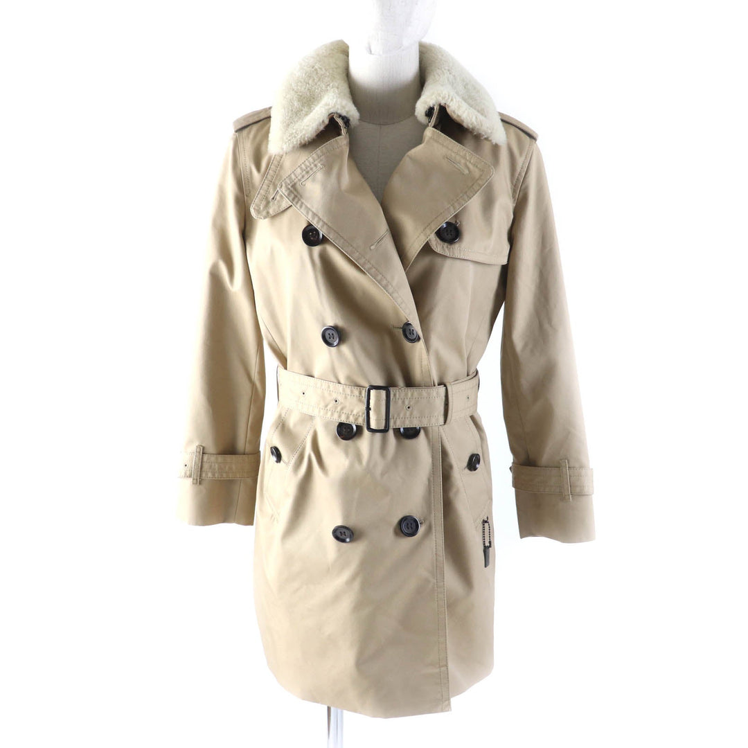 COACH trench coat F76255 Outer: 68% cotton, Outer: 32% polyester, Lining: 100% polyester, Liner: 55% wool, Liner: 23% polyester beige Women XSP Used Authentic