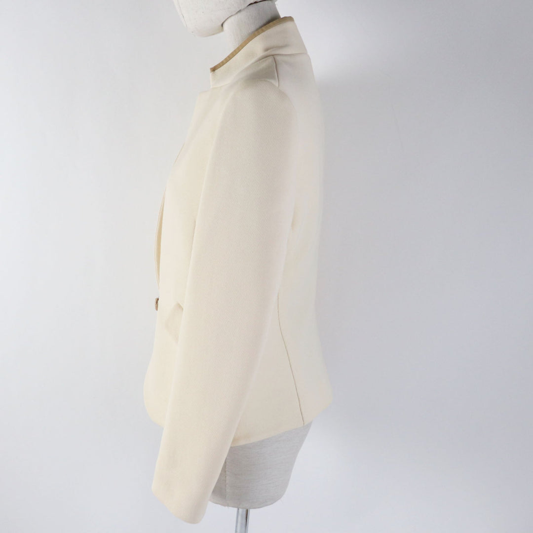 HERMES Other outerwear Outer: 95% wool, Outer: 5% cashmere, Lining: 65% rayon, Lining: 35% silk, Part: sheepskin Ivory beige Prefall collection Women 36 Used Authentic