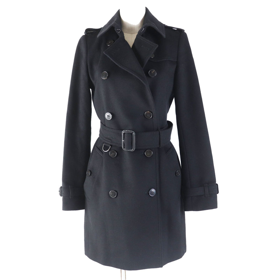 BURBERRY LONDON trench coat 3884842 Outer: 80% wool, Outer: 20% cashmere, Lining: 50% acetate, Lining: 50% viscose (rayon) black Women 38 Used Authentic