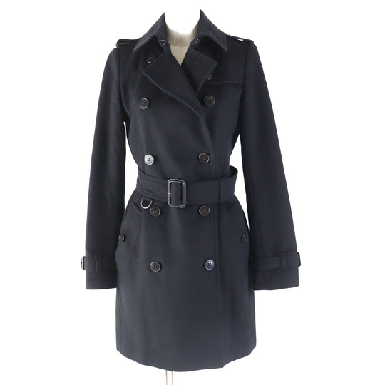 BURBERRY LONDON trench coat 3884842 Outer: 80% wool, Outer: 20% cashmere, Lining: 50% acetate, Lining: 50% viscose (rayon) black Women 38 Used Authentic