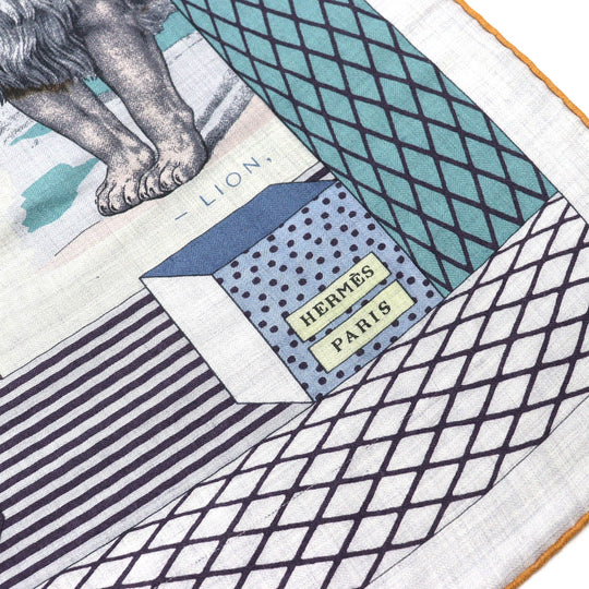 HERMES scarf Main: 70% cashmere, Main: 30% silk Gris Chine/Bleu/Rose Carre140 GRAND THEATRE NOUVEAU Women Used Authentic
