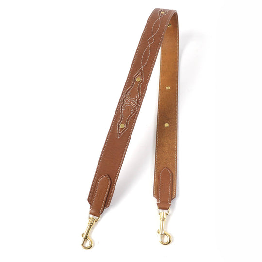 CELINE Shoulder strap 49S093AFT Main: Leather Tan Embroidered Calfskin Women Used Authentic
