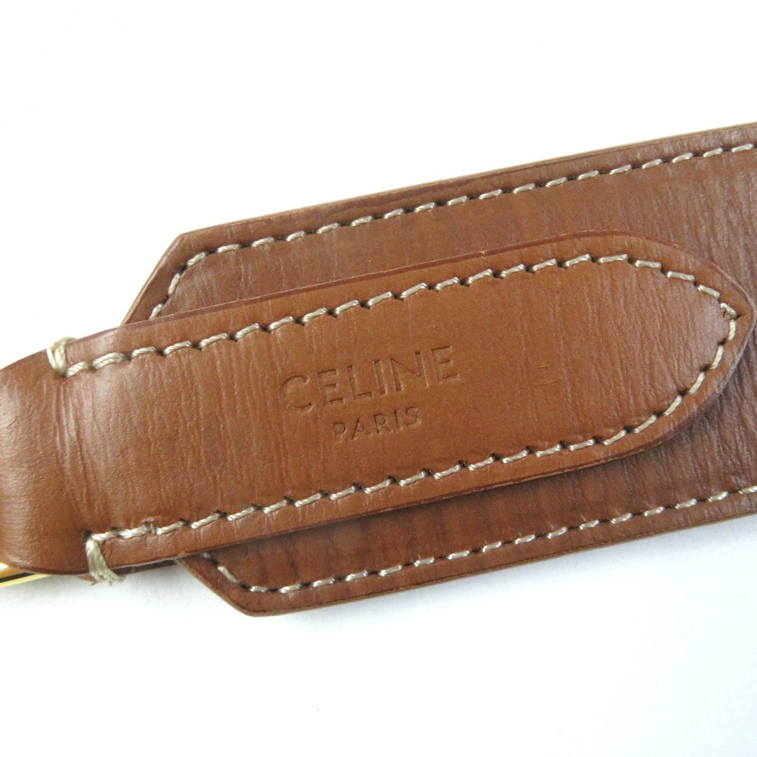 CELINE Shoulder strap 49S093AFT Main: Leather Tan Embroidered Calfskin Women Used Authentic