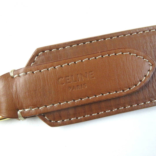 CELINE Shoulder strap 49S093AFT Main: Leather Tan Embroidered Calfskin Women Used Authentic
