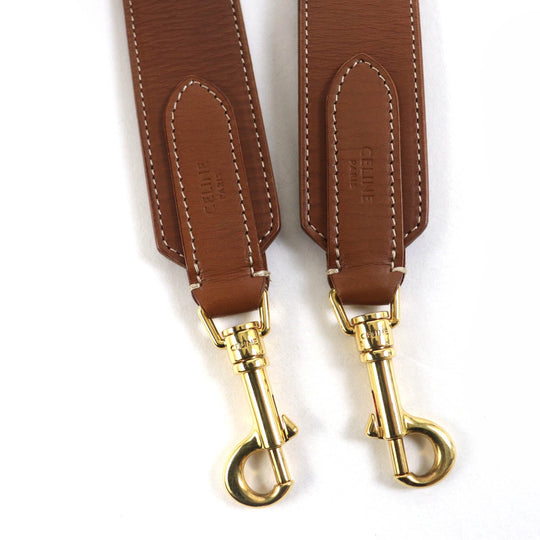 CELINE Shoulder strap 49S093AFT Main: Leather Tan Embroidered Calfskin Women Used Authentic