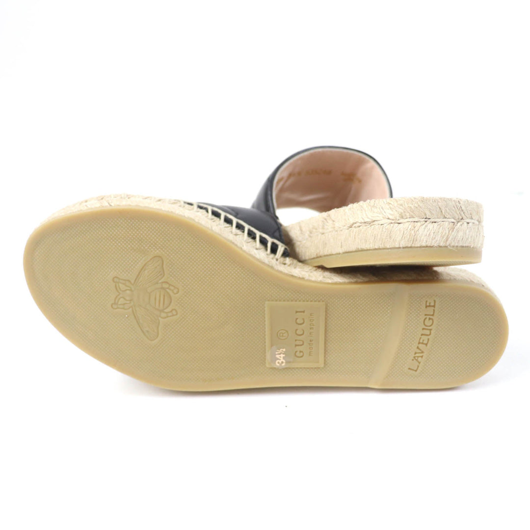 GUCCI Sandals 573028 Main: Leather black Women 34 1/2 Used Authentic