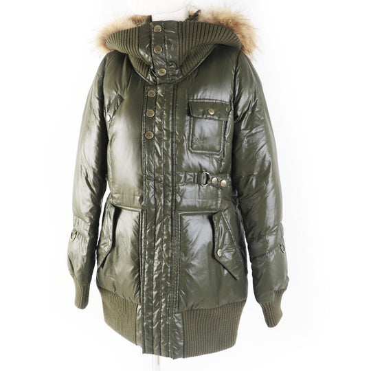 BURBERRY BLUE LABEL Down jacket FCF14-532-72 Outer: 100% nylon, Filling: 80% down, Filling: 20% feather, Lining: nylon, Lining: polyester khaki Women 40 Used Authentic