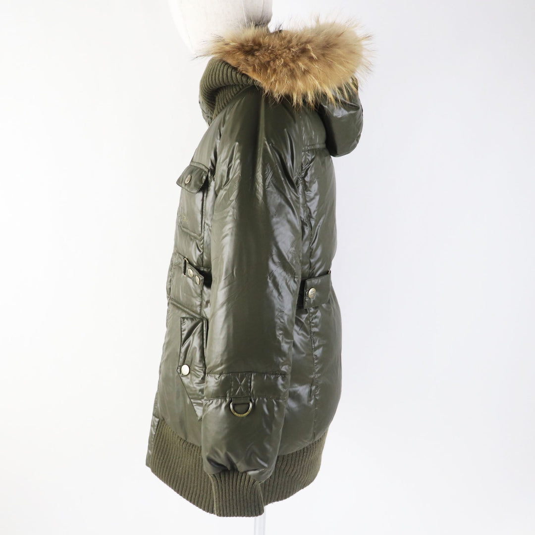 BURBERRY BLUE LABEL Down jacket FCF14-532-72 Outer: 100% nylon, Filling: 80% down, Filling: 20% feather, Lining: nylon, Lining: polyester khaki Women 40 Used Authentic