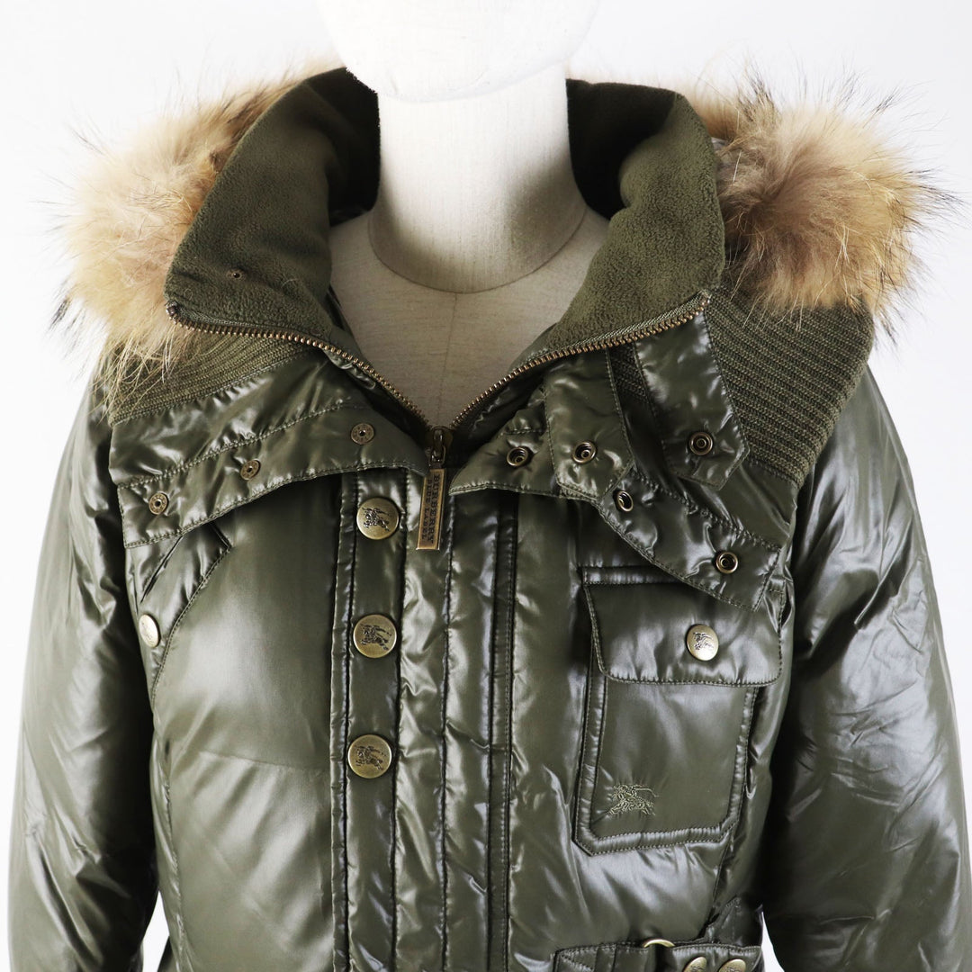 BURBERRY BLUE LABEL Down jacket FCF14-532-72 Outer: 100% nylon, Filling: 80% down, Filling: 20% feather, Lining: nylon, Lining: polyester khaki Women 40 Used Authentic