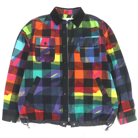 Sacai Jacket 21-0257M Outer: 100% cotton, Lining: 100% polyester multicolor Plaid Shirt mens 1 Used Authentic