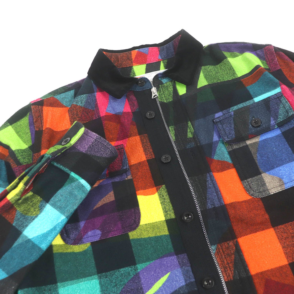 Sacai Jacket 21-0257M Outer: 100% cotton, Lining: 100% polyester multicolor Plaid Shirt mens 1 Used Authentic