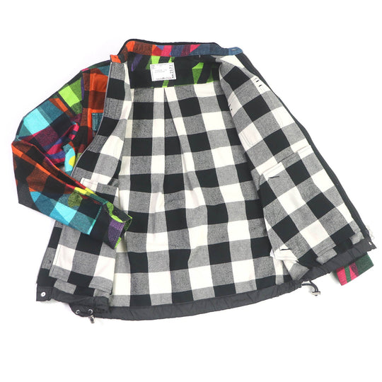 Sacai Jacket 21-0257M Outer: 100% cotton, Lining: 100% polyester multicolor Plaid Shirt mens 1 Used Authentic