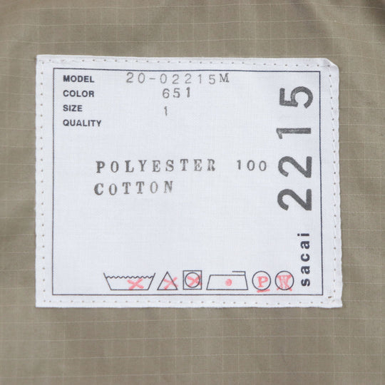 Sacai Jacket 20-02215M Main: 100% polyester, Part: 100% cotton beige M65 Remake Military Jacket mens 1 Used Authentic