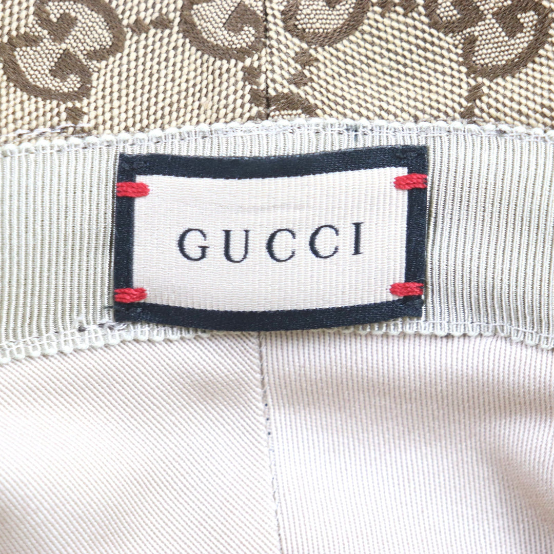 GUCCI hat 576587 Outer material: 71% cotton, Outer material: 29% polyester, Lining: 100% cotton, Leather part: Cowhide light brown GG Canvas Fedora Hat mens M Used Authentic