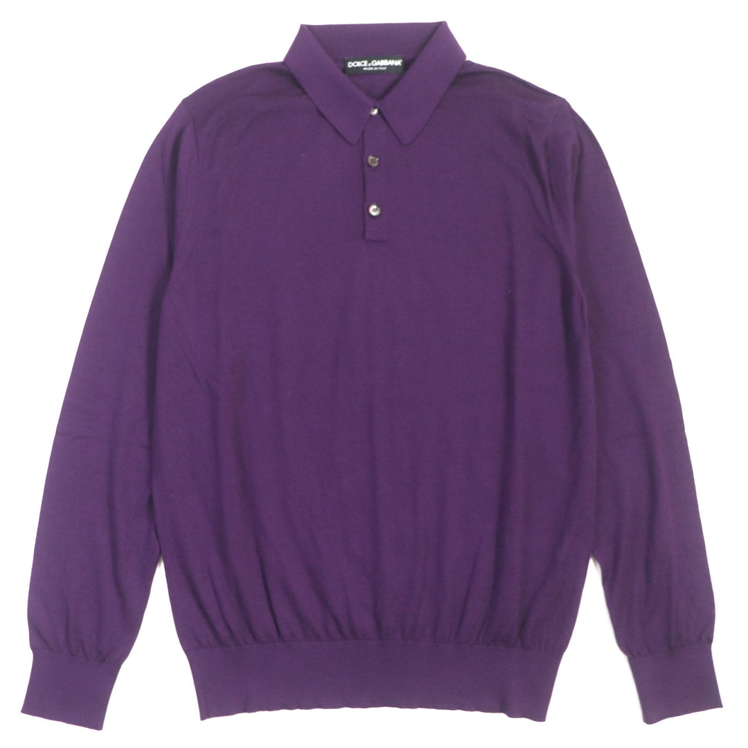DOLCE&GABBANA Long sleeve polo shirt Main: 100% cashmere purple mens 48 Used Authentic