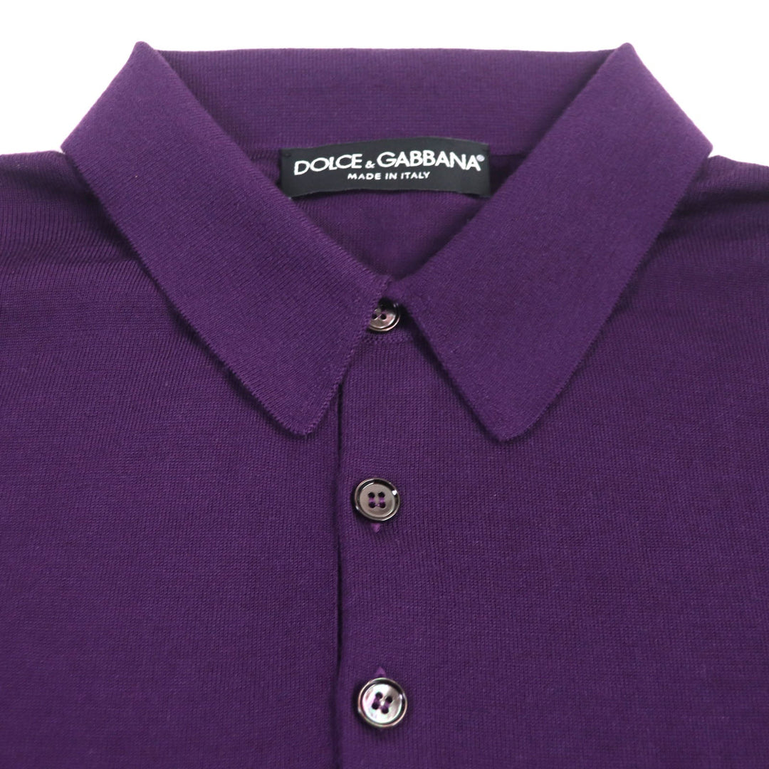 DOLCE&GABBANA Long sleeve polo shirt Main: 100% cashmere purple mens 48 Used Authentic