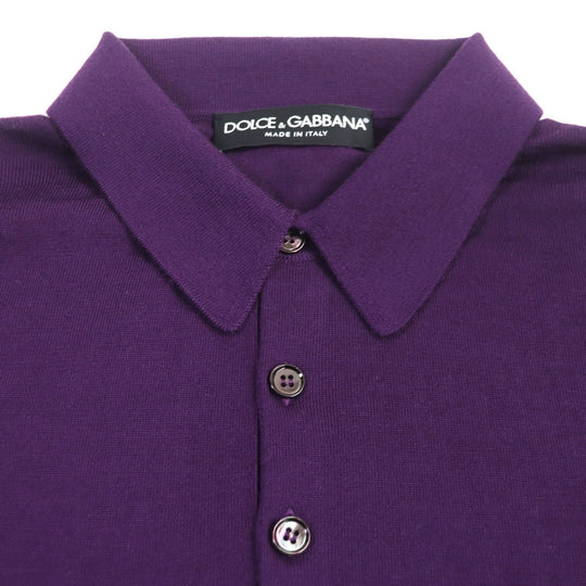 DOLCE&GABBANA Long sleeve polo shirt Main: 100% cashmere purple mens 48 Used Authentic