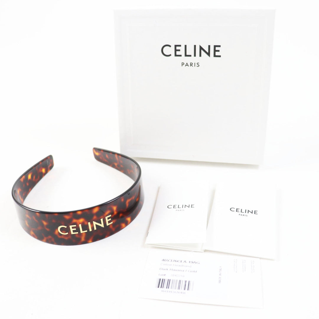CELINE hair accessory 46Y376CEA Main: Plastic Dark Havana Gold Women Used Authentic