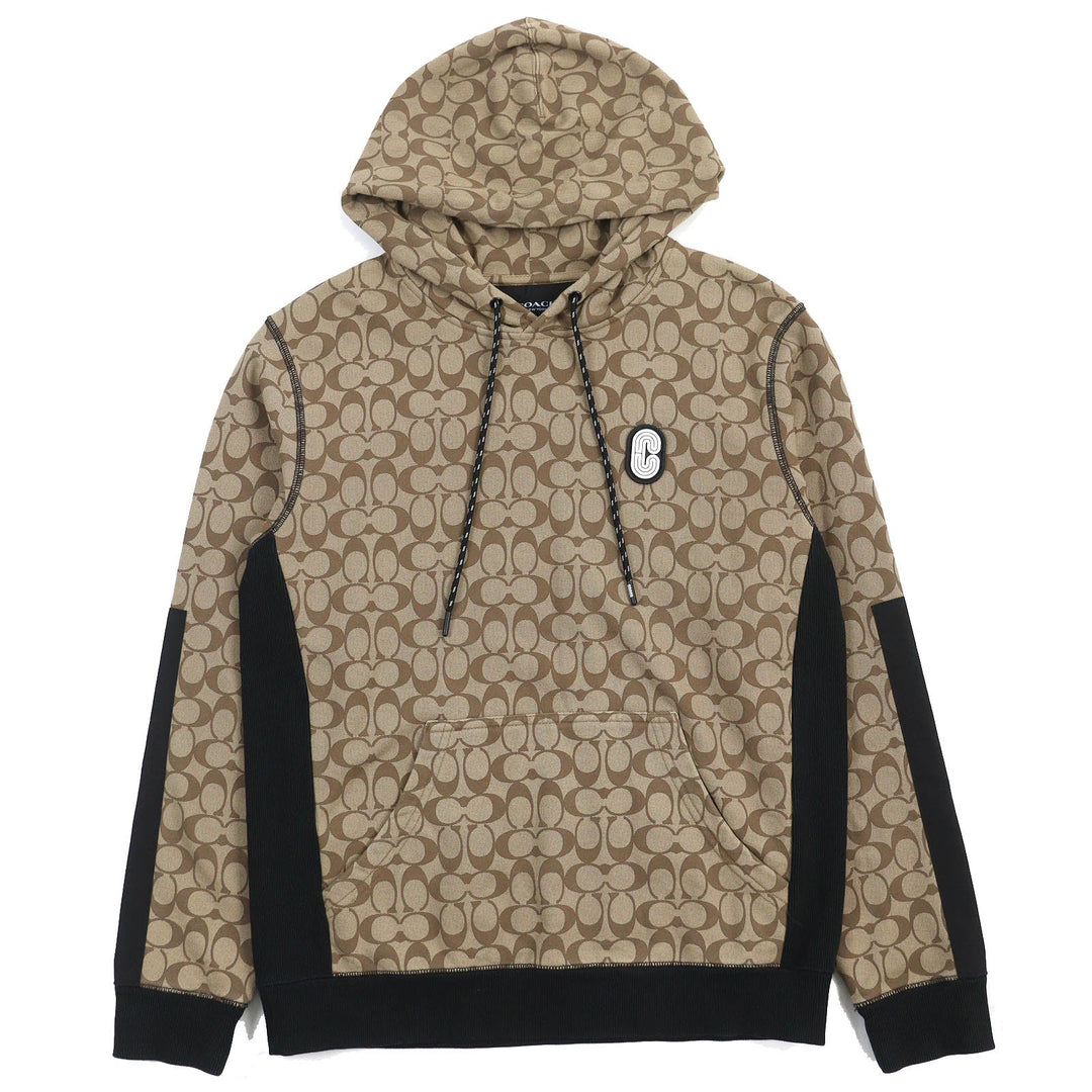 COACH Hoodie 89747 Main: 100% cotton, Lining: 100% cotton, Part: 100% polyester, Part: 98% cotton, Part: 2% polyurethane Brown black mens M Used Authentic