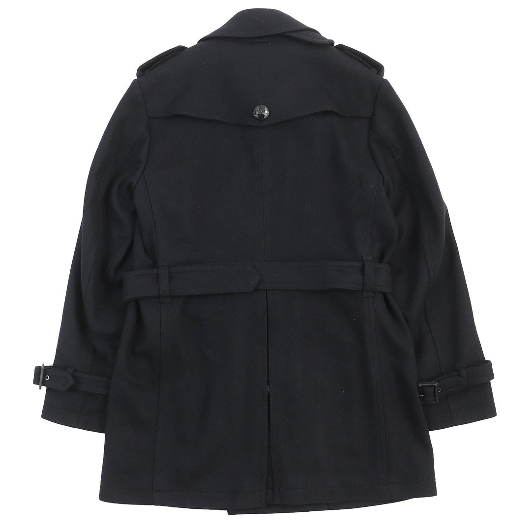 BURBERRY BLACK LABEL trench coat Outer material: 75% wool, Outer material: 25% nylon, Outer material: 5% cashmere, Leather part: cowhide, Lining: cupra black mens L Used Authentic