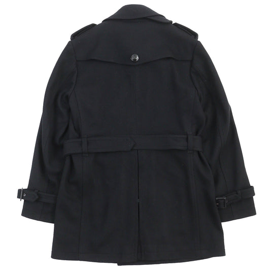 BURBERRY BLACK LABEL trench coat Outer material: 75% wool, Outer material: 25% nylon, Outer material: 5% cashmere, Leather part: cowhide, Lining: cupra black mens L Used Authentic