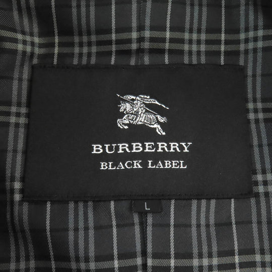 BURBERRY BLACK LABEL trench coat Outer material: 75% wool, Outer material: 25% nylon, Outer material: 5% cashmere, Leather part: cowhide, Lining: cupra black mens L Used Authentic
