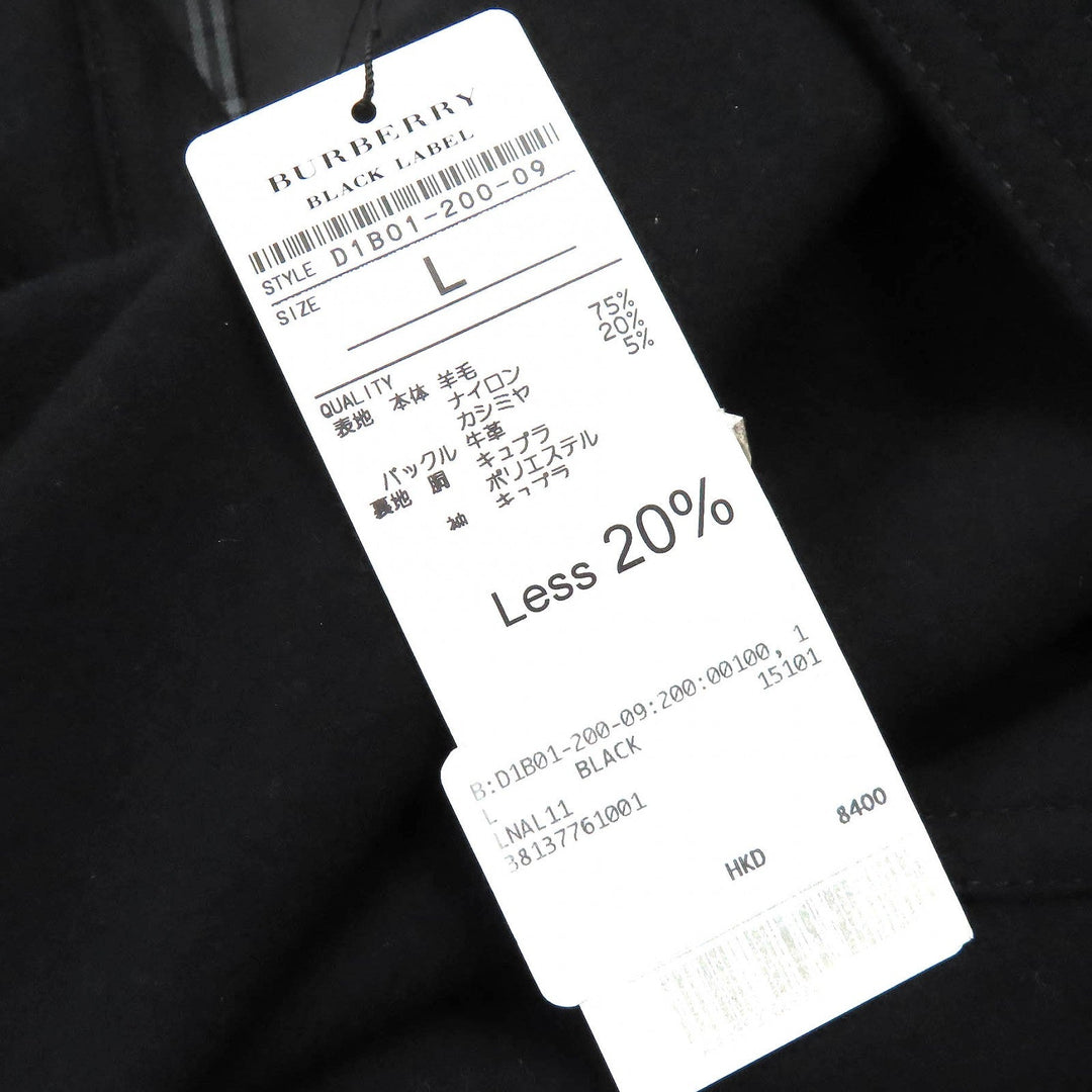 BURBERRY BLACK LABEL trench coat Outer material: 75% wool, Outer material: 25% nylon, Outer material: 5% cashmere, Leather part: cowhide, Lining: cupra black mens L Used Authentic