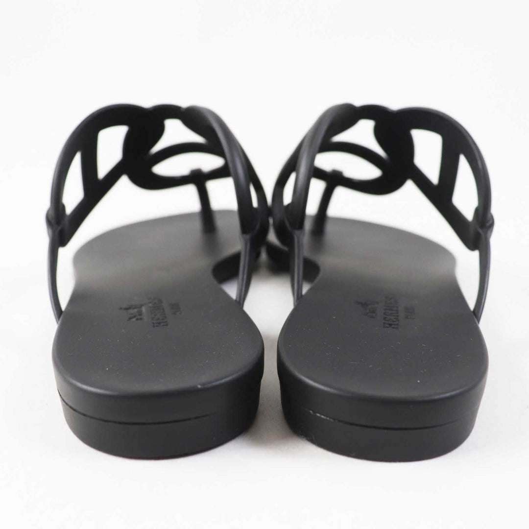 HERMES Sandals Main: Rubber black Egeri Women 35 Used Authentic