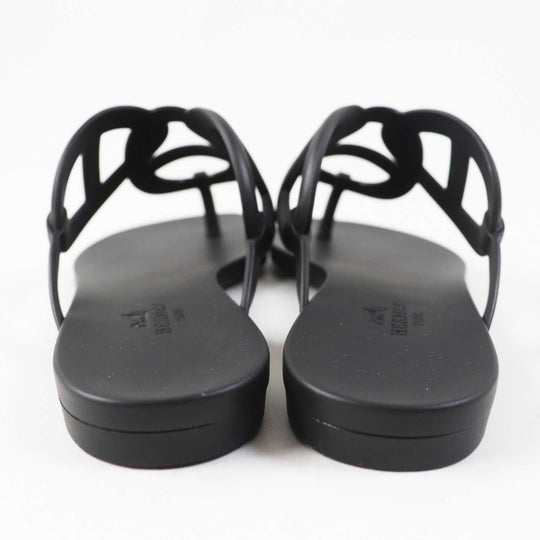 HERMES Sandals Main: Rubber black Egeri Women 35 Used Authentic