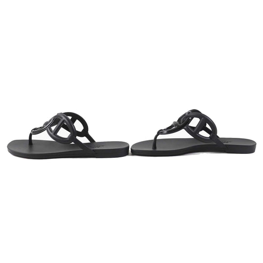 HERMES Sandals Main: Rubber black Egeri Women 35 Used Authentic