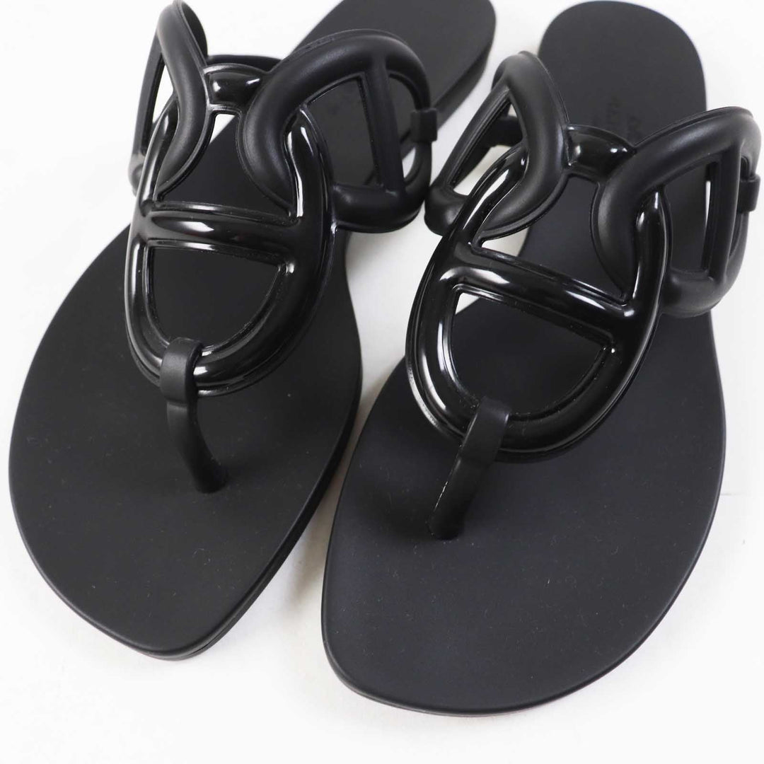 HERMES Sandals Main: Rubber black Egeri Women 35 Used Authentic