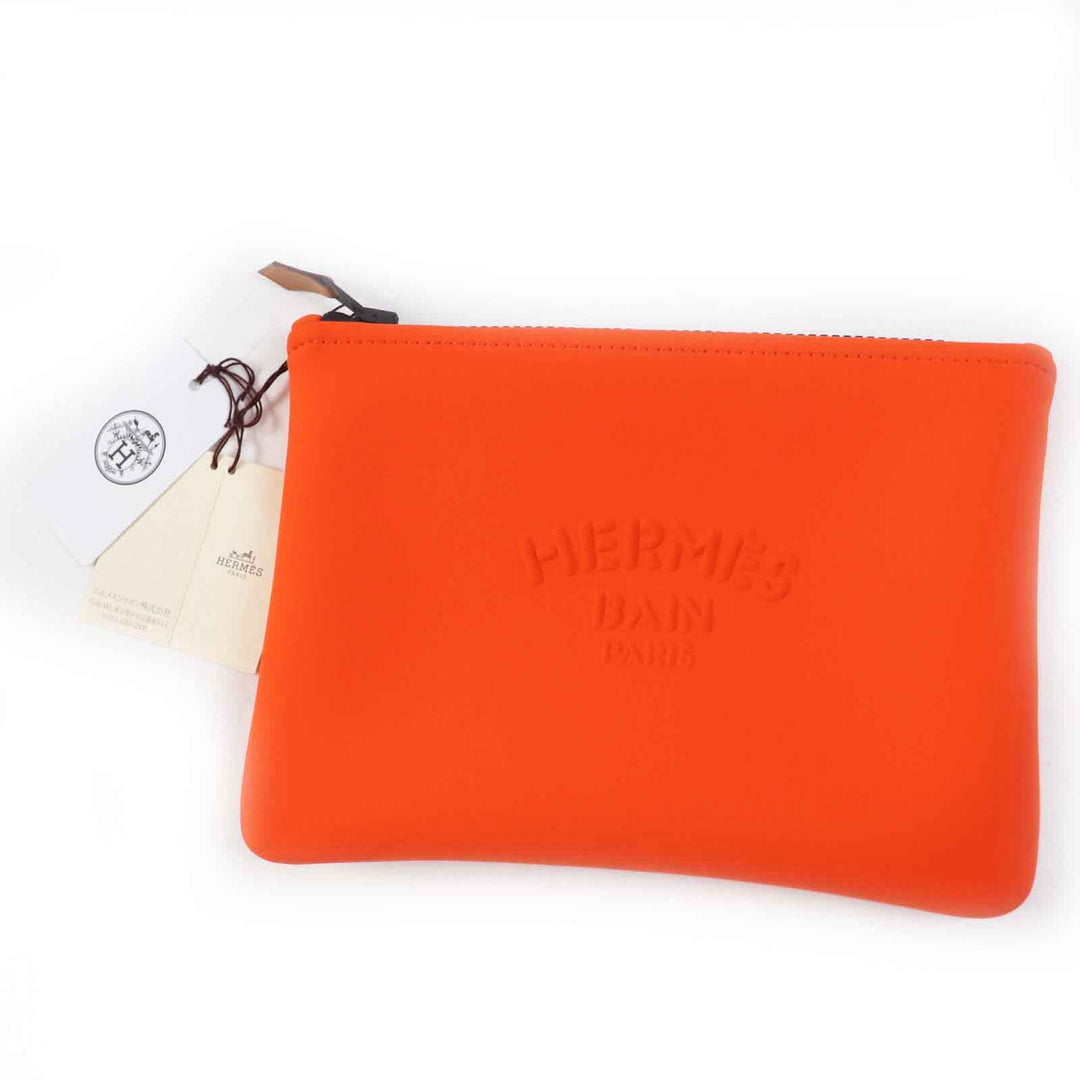 HERMES Pouch Main: Polyamide, Main: , Part: Cotton Neon orange Truth Flat PM Women Used Authentic