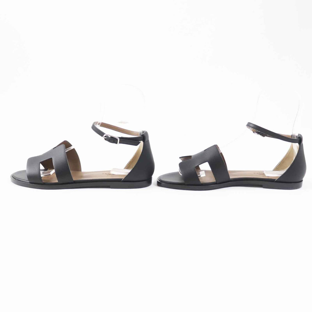 HERMES Sandals Main: Leather black Santorini Women 37 Used Authentic