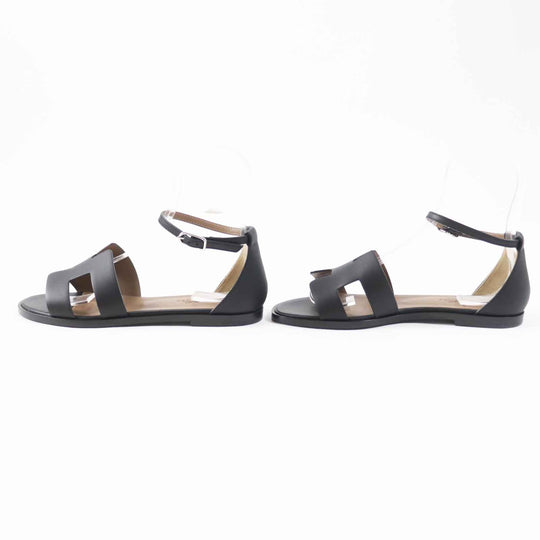 HERMES Sandals Main: Leather black Santorini Women 37 Used Authentic