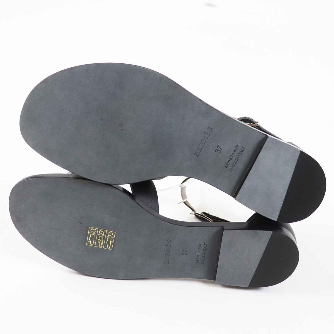 HERMES Sandals Main: Leather black Santorini Women 37 Used Authentic