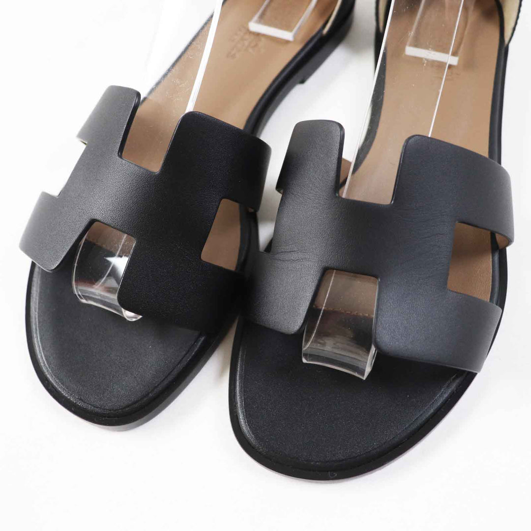 HERMES Sandals Main: Leather black Santorini Women 37 Used Authentic