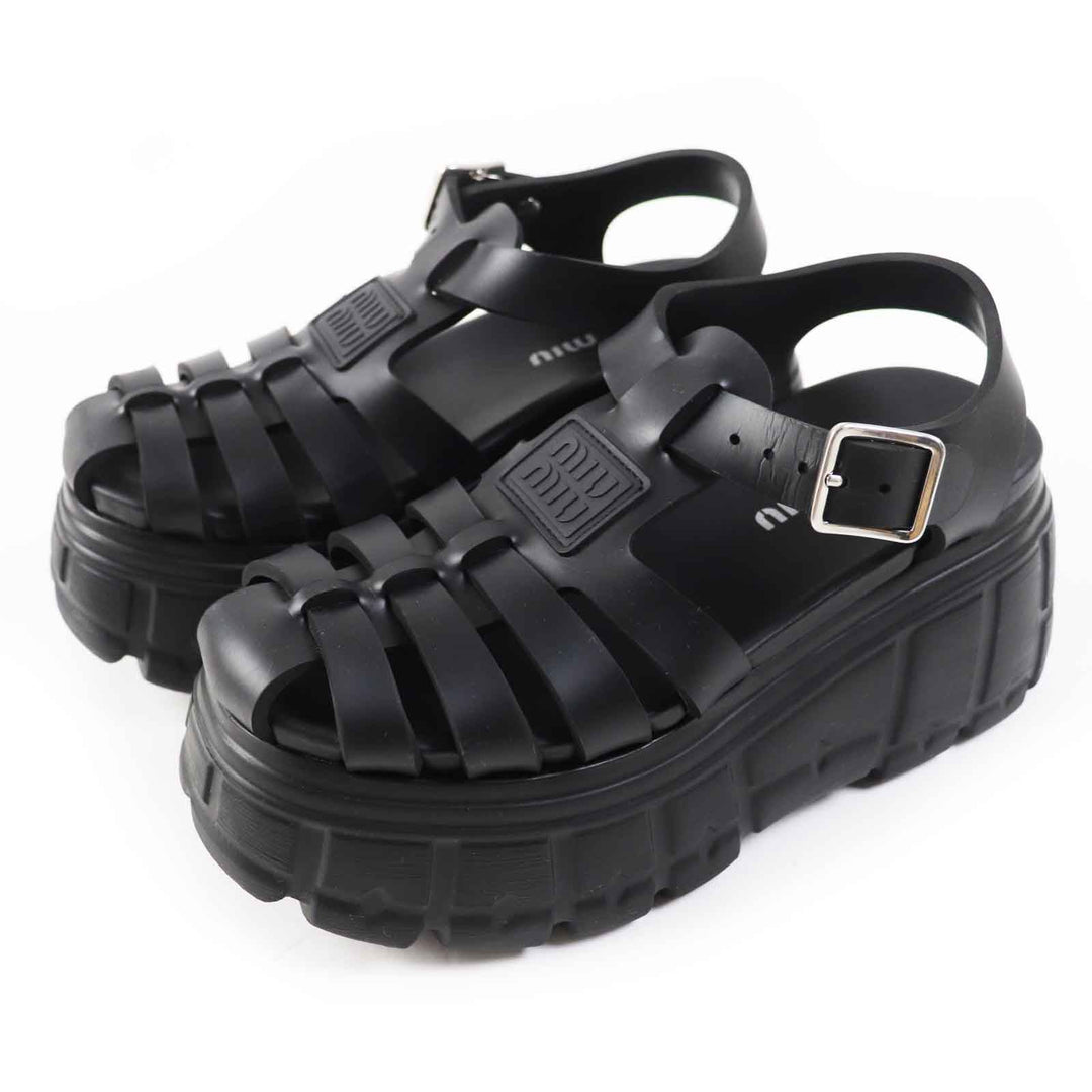 MIUMIU Sandals 5X709D Main: Rubber black EVA Women 36 Used Authentic