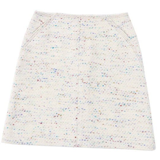CHANEL skirt 03C P20369 Outer: 92% wool, Outer: 4% polyamide (nylon), Outer: 4% viscose, Lining: 100% silk Light Beige Multi Women 46 Used Authentic