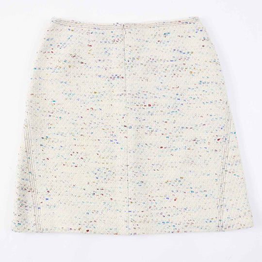 CHANEL skirt 03C P20369 Outer: 92% wool, Outer: 4% polyamide (nylon), Outer: 4% viscose, Lining: 100% silk Light Beige Multi Women 46 Used Authentic