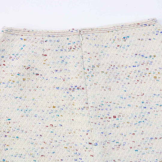 CHANEL skirt 03C P20369 Outer: 92% wool, Outer: 4% polyamide (nylon), Outer: 4% viscose, Lining: 100% silk Light Beige Multi Women 46 Used Authentic