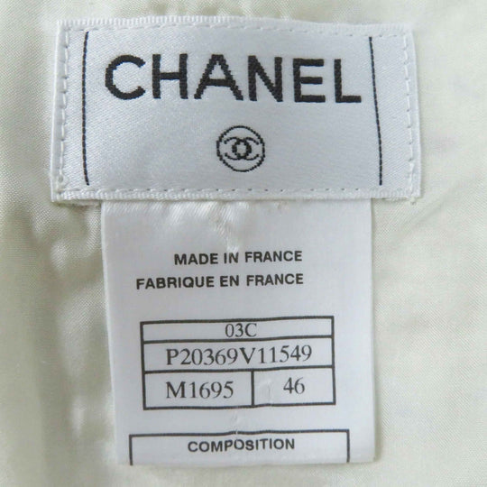 CHANEL skirt 03C P20369 Outer: 92% wool, Outer: 4% polyamide (nylon), Outer: 4% viscose, Lining: 100% silk Light Beige Multi Women 46 Used Authentic