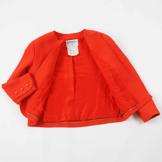 CHANEL setup Outer: 100% wool, Lining: 100% silk vermilion Women 40 Used Authentic
