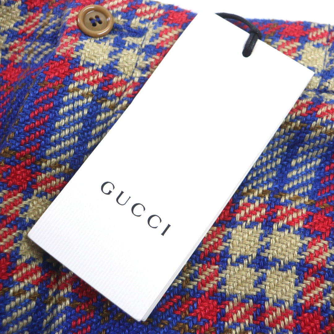 GUCCI Shorts 630590 Outer material: 93% linen, Outer material: 7% cotton, Part: 60% polyester, Part: 40% acrylic blue multi mens 44 Used Authentic