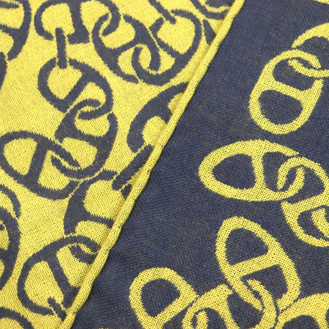 HERMES Scarf H706094T Main: 70% cashmere, Main: 30% silk Blue Ocean Citron Nausa mens Used Authentic