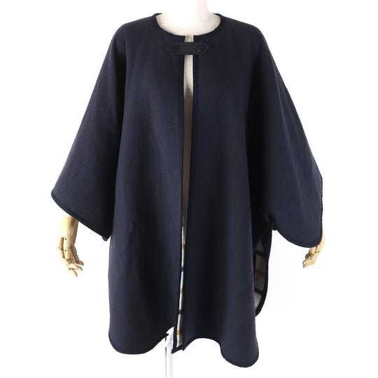 HERMES poncho Main: 90% wool, Main: 10% cashmere, Part: 100% cotton, Leather part: cowhide multicolor Camille Women No size listed Used Authentic